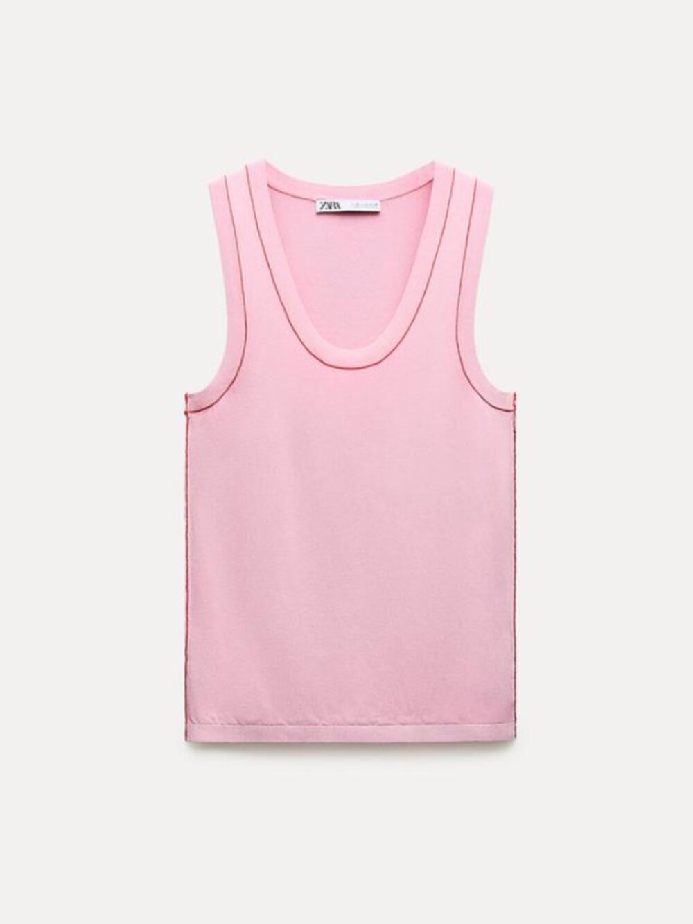 zara BASIC KNIT TOP WITH CONTRASTING PIPING
